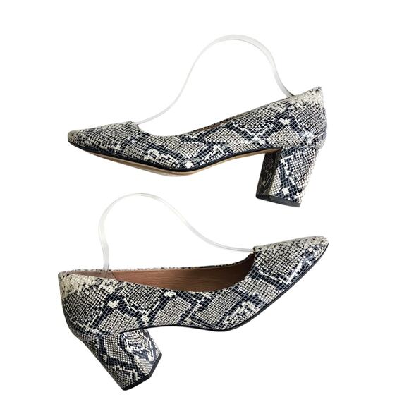 Corso Como Womens Ryanna Pump Size 11 Block Heel Pointed Toe Python Gray Leather - Picture 1 of 11